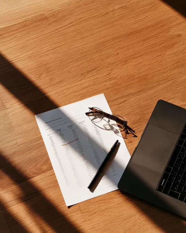 Commercial analysis on a desk